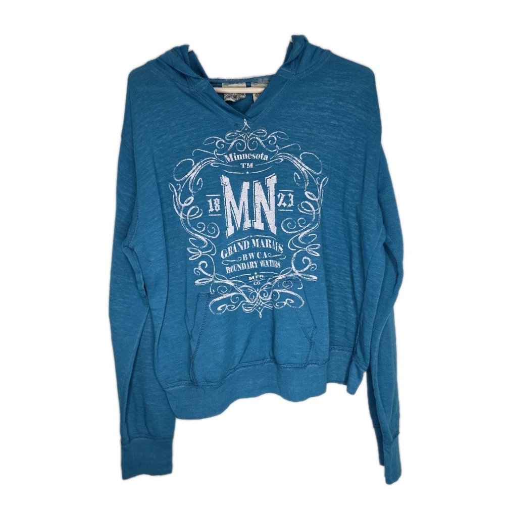 Salt Creek Graphic Hoodie FUC Teal Vintage Travel MN Grand Marais‎ Pullover